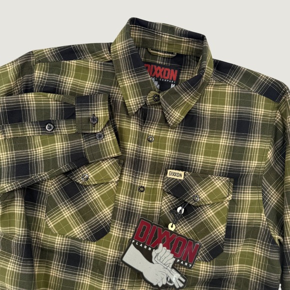 Dixxon Flannel Co Other - Dixxon Flannel Action Olive Green Black Plaid D-Tech Snap Button Shirt Mens M